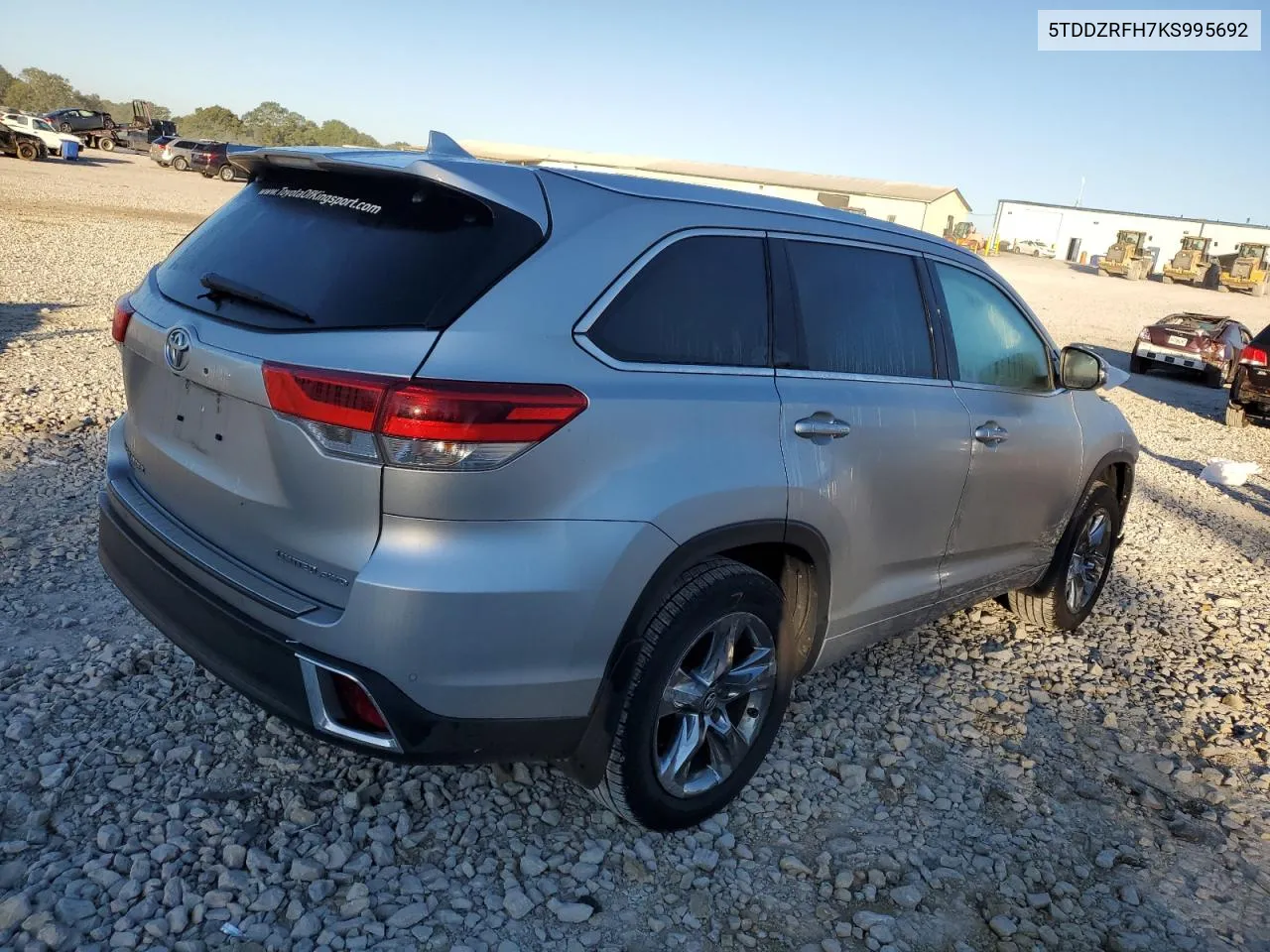 2019 Toyota Highlander Limited VIN: 5TDDZRFH7KS995692 Lot: 74896974