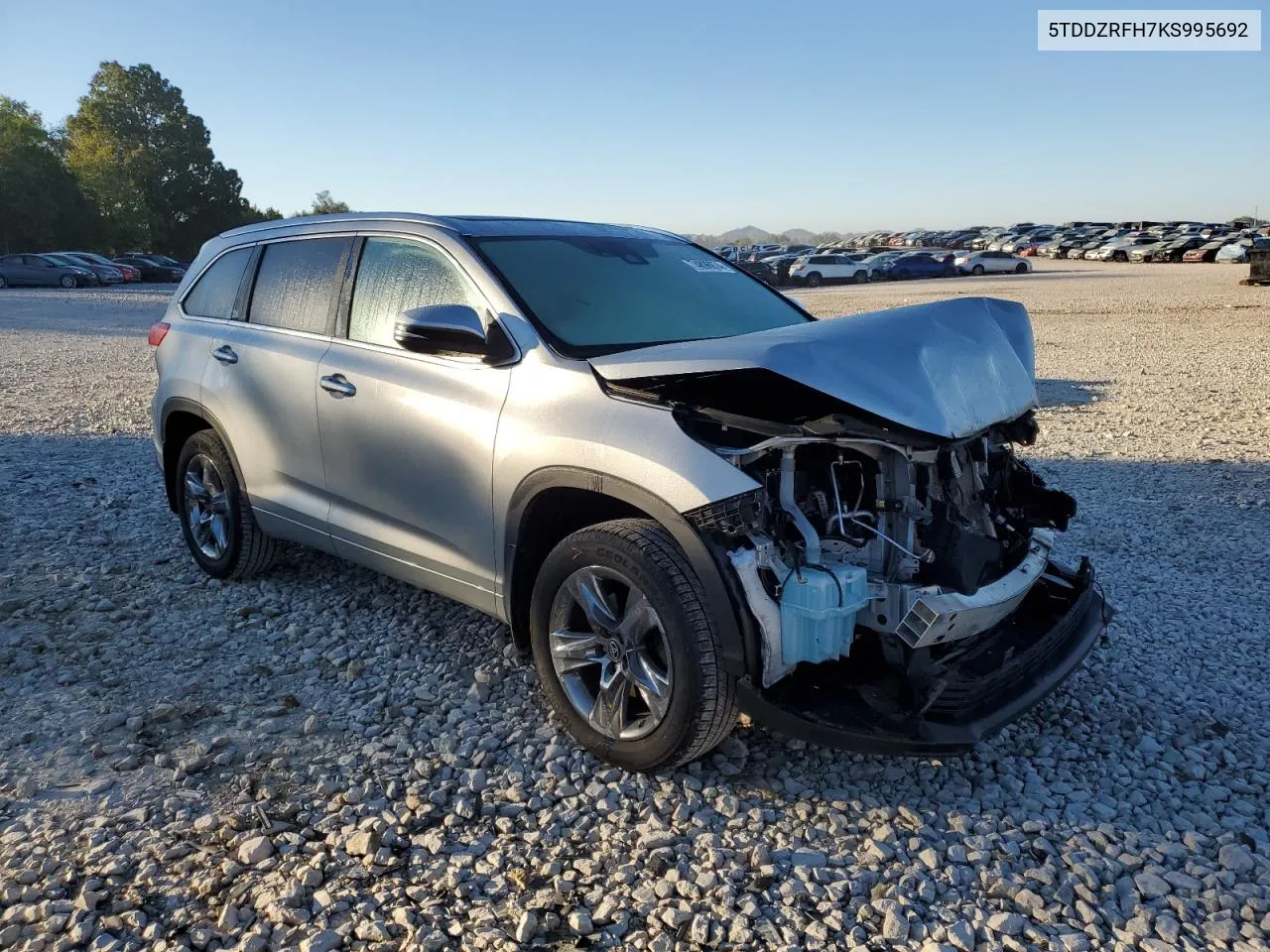 2019 Toyota Highlander Limited VIN: 5TDDZRFH7KS995692 Lot: 74896974