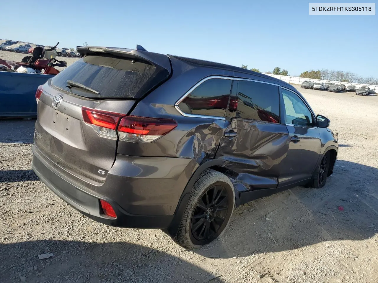 2019 Toyota Highlander Se VIN: 5TDKZRFH1KS305118 Lot: 75292704