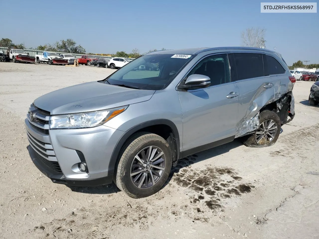 2019 Toyota Highlander Se VIN: 5TDJZRFH5KS568997 Lot: 75298864