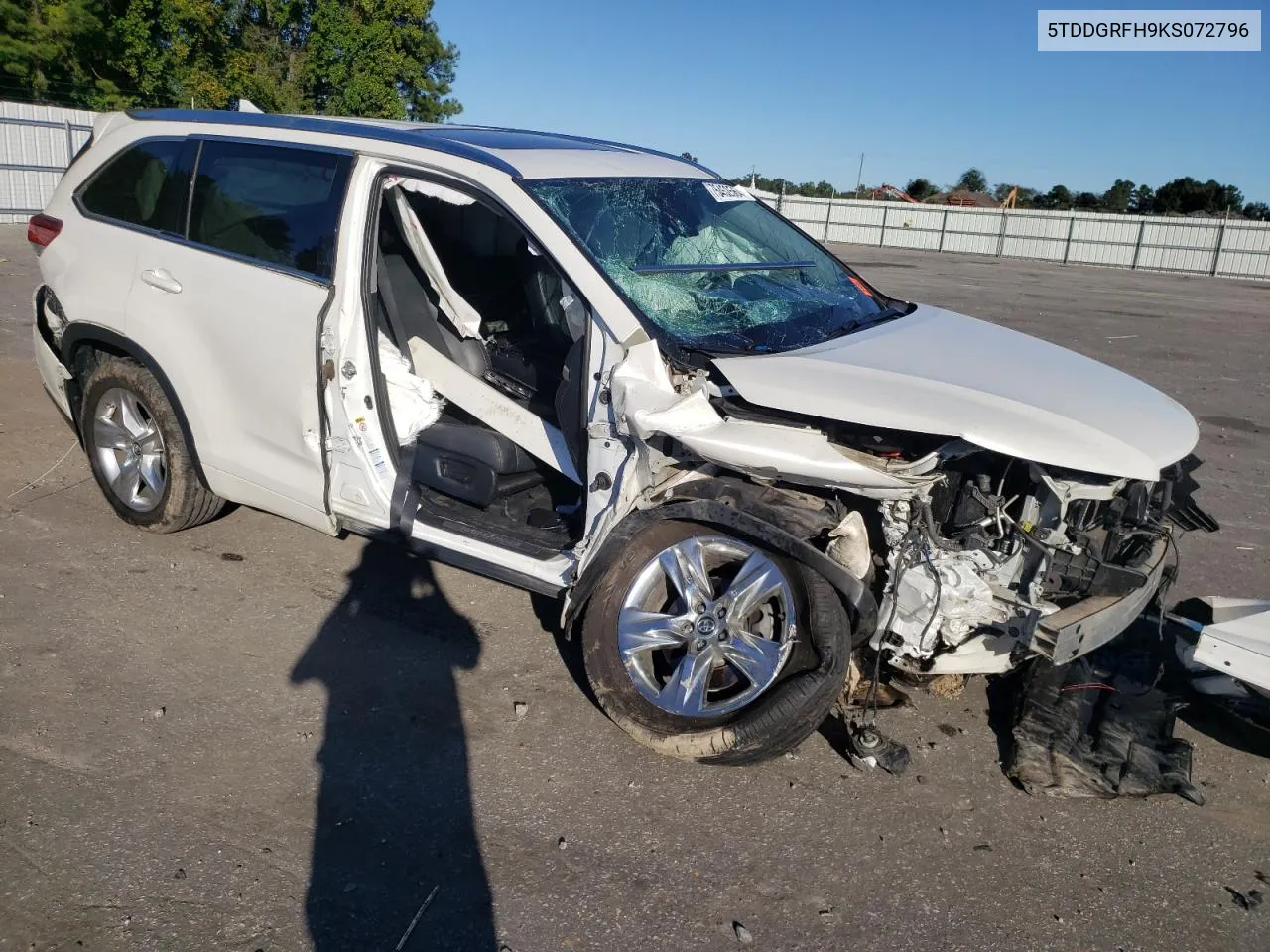 2019 Toyota Highlander Hybrid Limited VIN: 5TDDGRFH9KS072796 Lot: 75452564