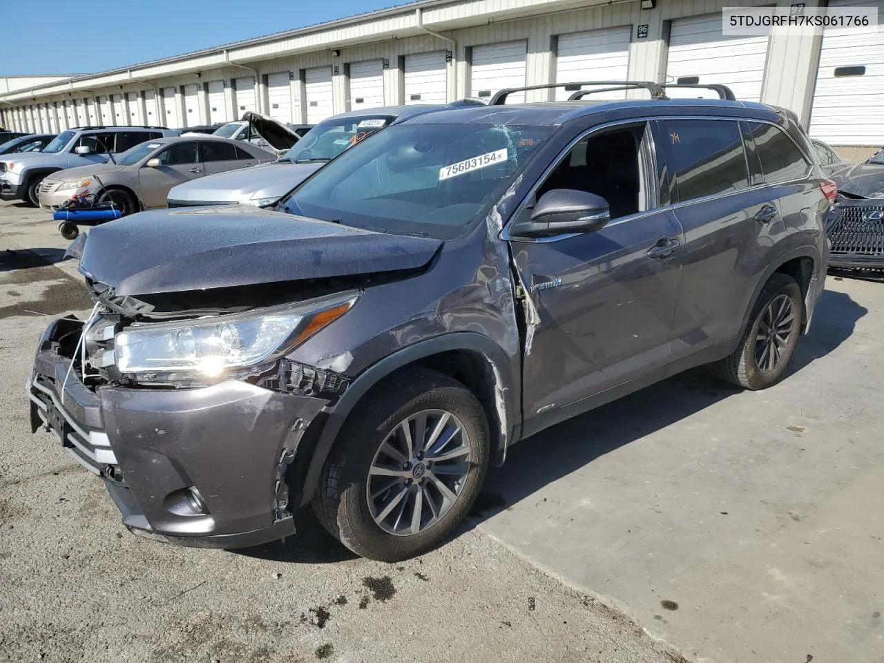 2019 Toyota Highlander Hybrid VIN: 5TDJGRFH7KS061766 Lot: 75603154