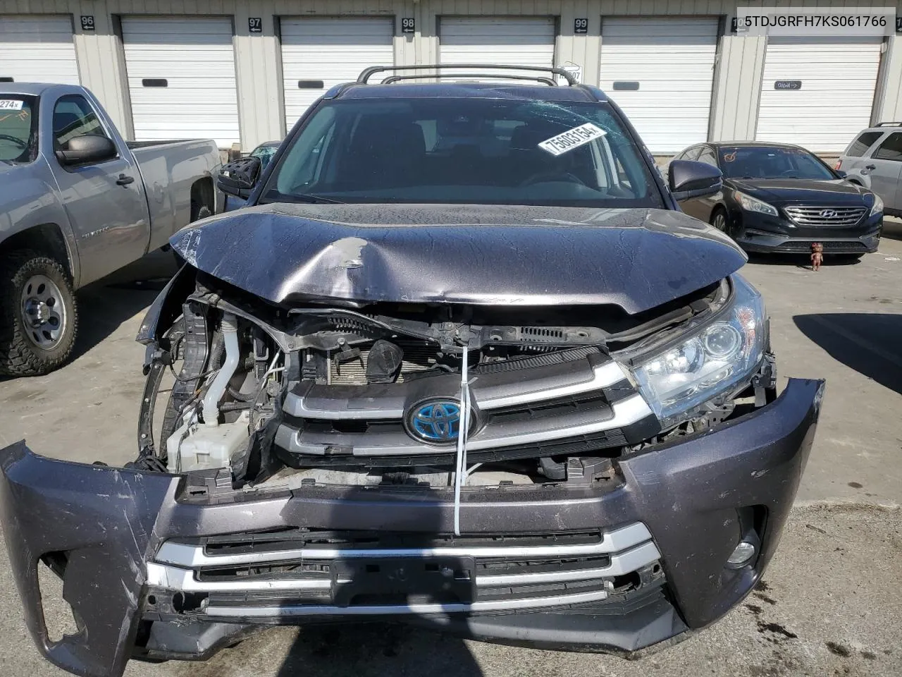 2019 Toyota Highlander Hybrid VIN: 5TDJGRFH7KS061766 Lot: 75603154