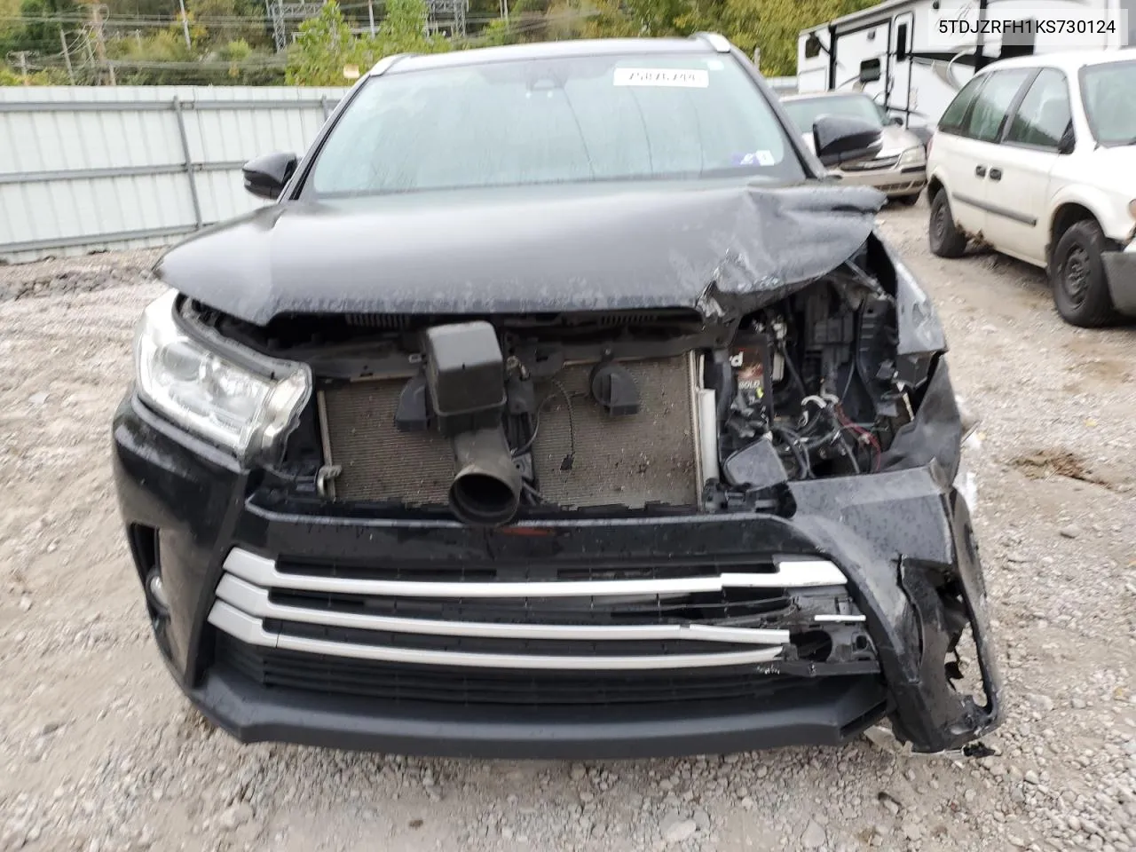 2019 Toyota Highlander Se VIN: 5TDJZRFH1KS730124 Lot: 75876744