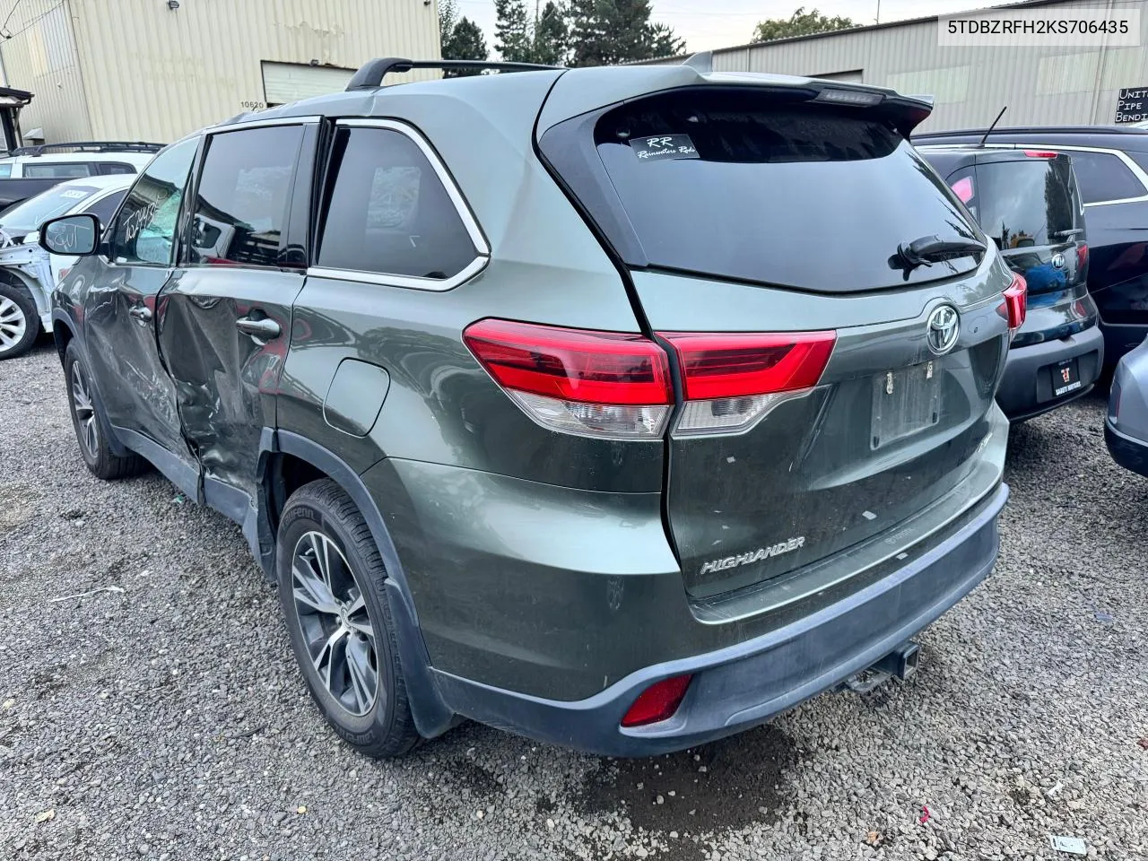 2019 Toyota Highlander Le VIN: 5TDBZRFH2KS706435 Lot: 75963424