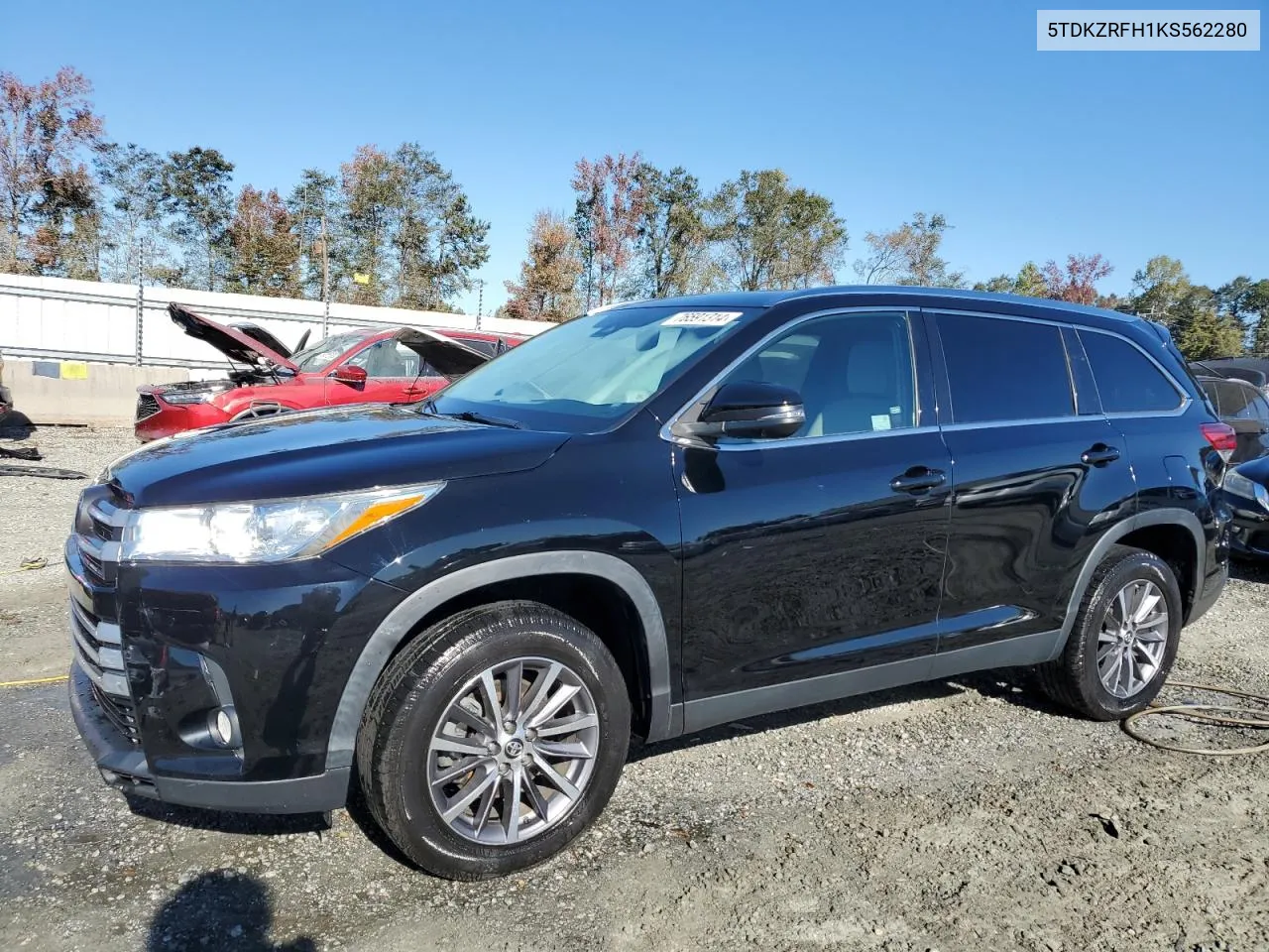 2019 Toyota Highlander Se VIN: 5TDKZRFH1KS562280 Lot: 76591314