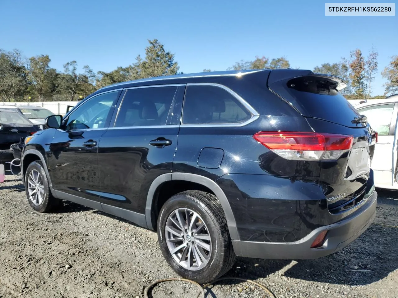 2019 Toyota Highlander Se VIN: 5TDKZRFH1KS562280 Lot: 76591314