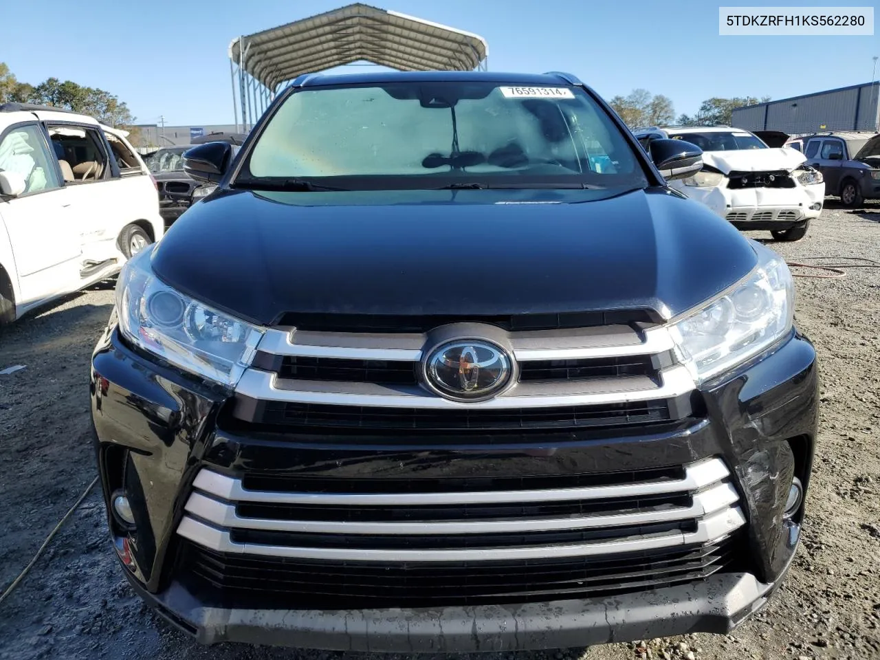 2019 Toyota Highlander Se VIN: 5TDKZRFH1KS562280 Lot: 76591314