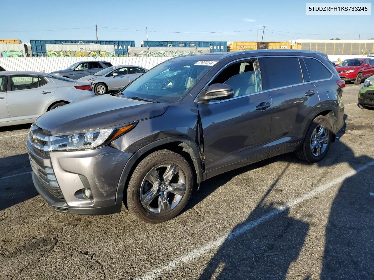 2019 Toyota Highlander Limited VIN: 5TDDZRFH1KS733246 Lot: 77037394