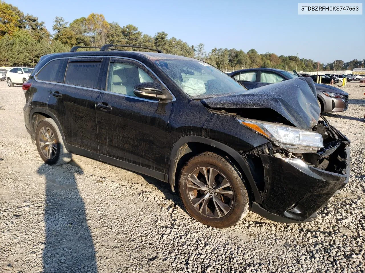 2019 Toyota Highlander Le VIN: 5TDBZRFH0KS747663 Lot: 77422204