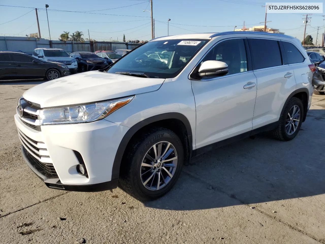 2019 Toyota Highlander Se VIN: 5TDJZRFH5KS628096 Lot: 77496274