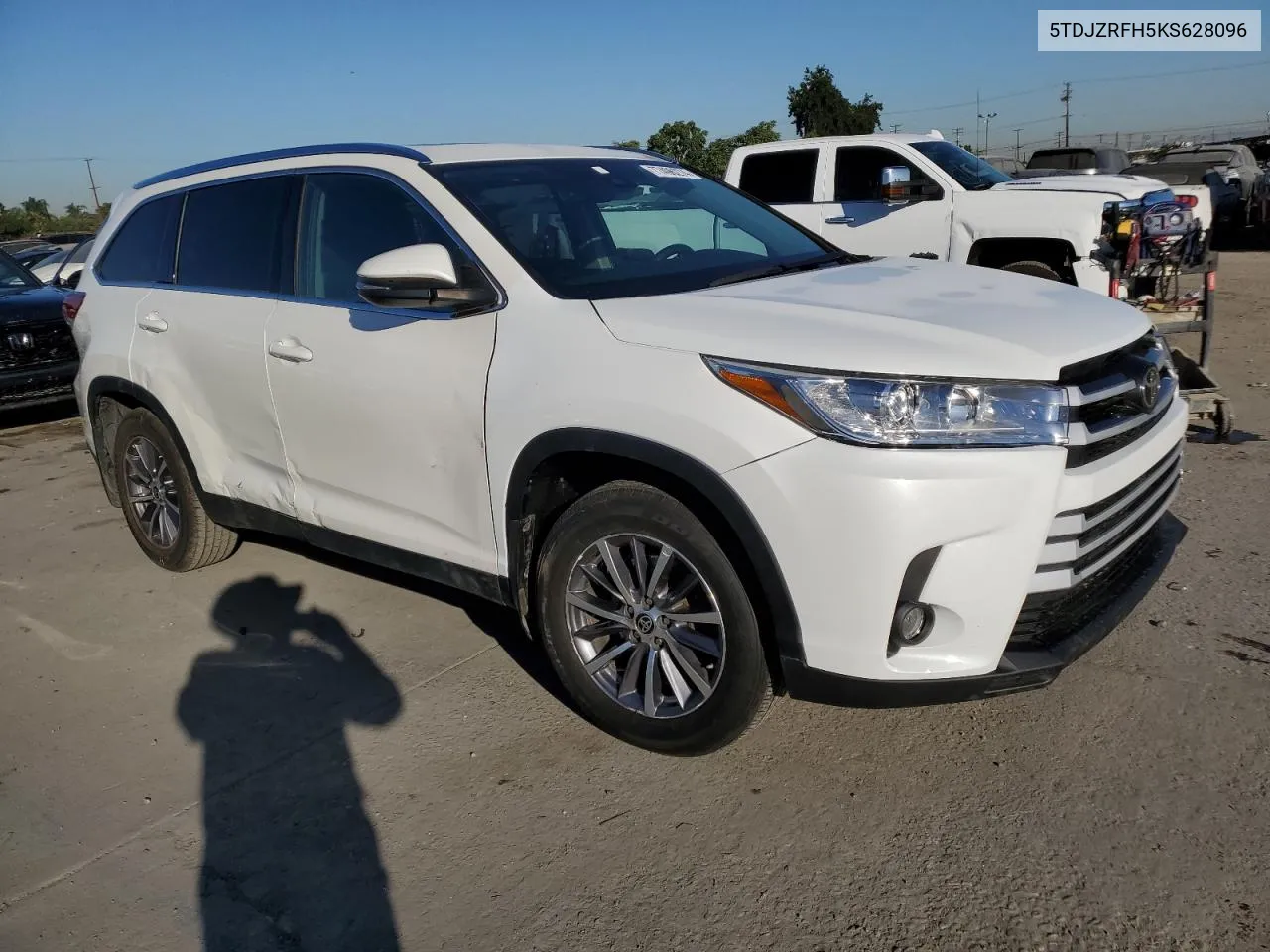 2019 Toyota Highlander Se VIN: 5TDJZRFH5KS628096 Lot: 77496274