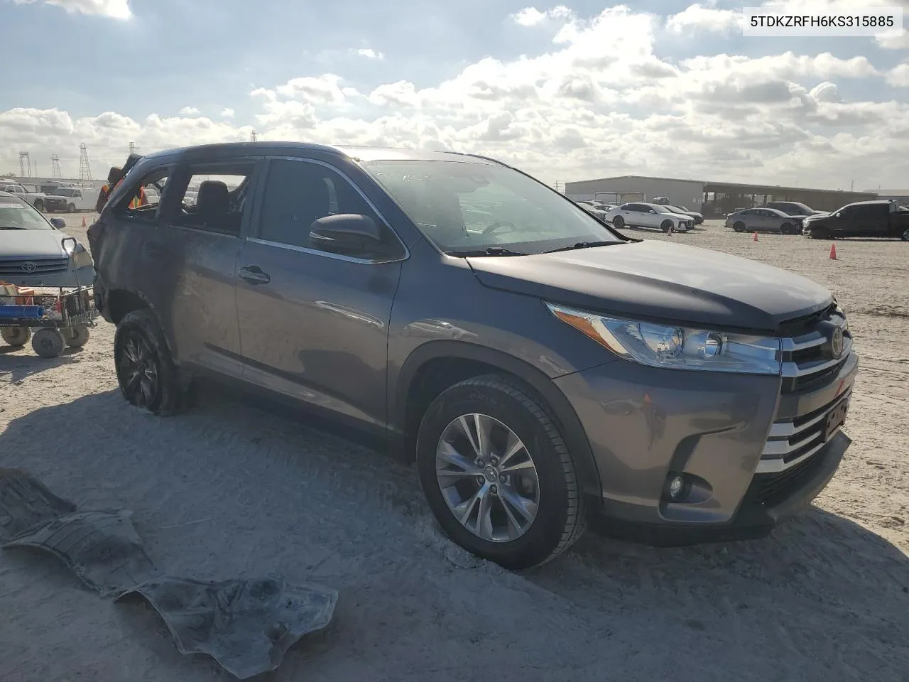 2019 Toyota Highlander Se VIN: 5TDKZRFH6KS315885 Lot: 77810104