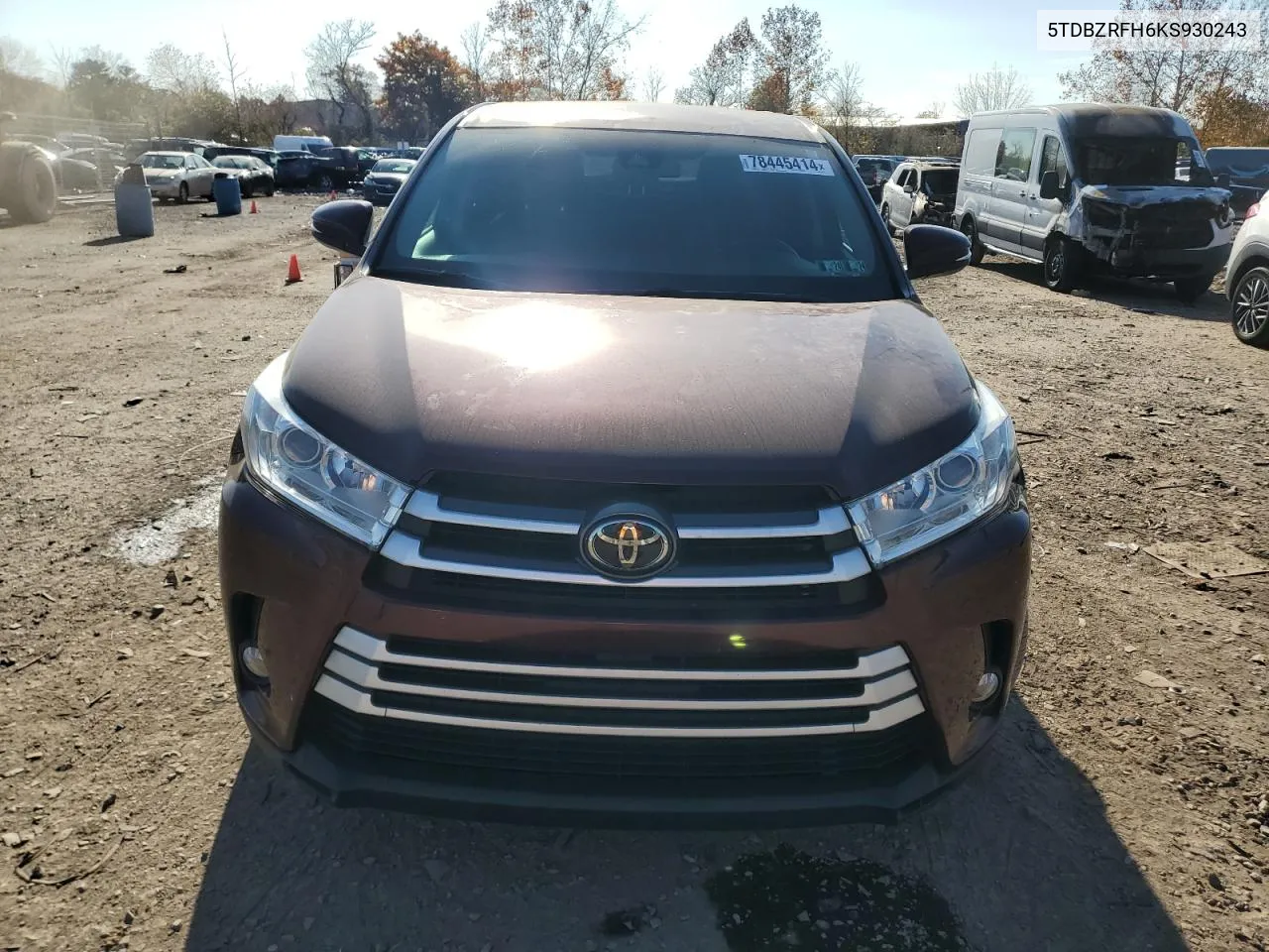 2019 Toyota Highlander Le VIN: 5TDBZRFH6KS930243 Lot: 78445414