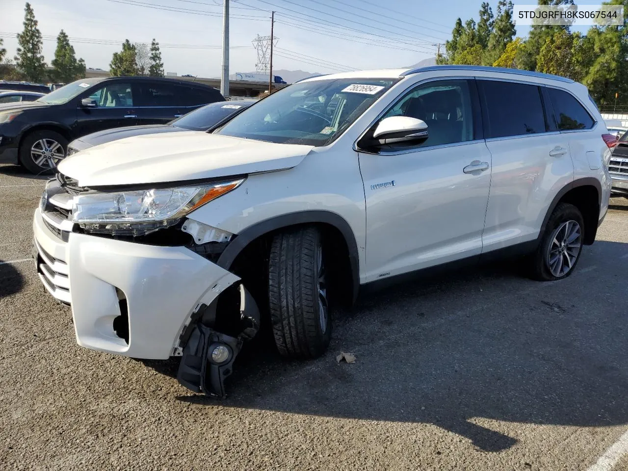 2019 Toyota Highlander Hybrid VIN: 5TDJGRFH8KS067544 Lot: 78826954