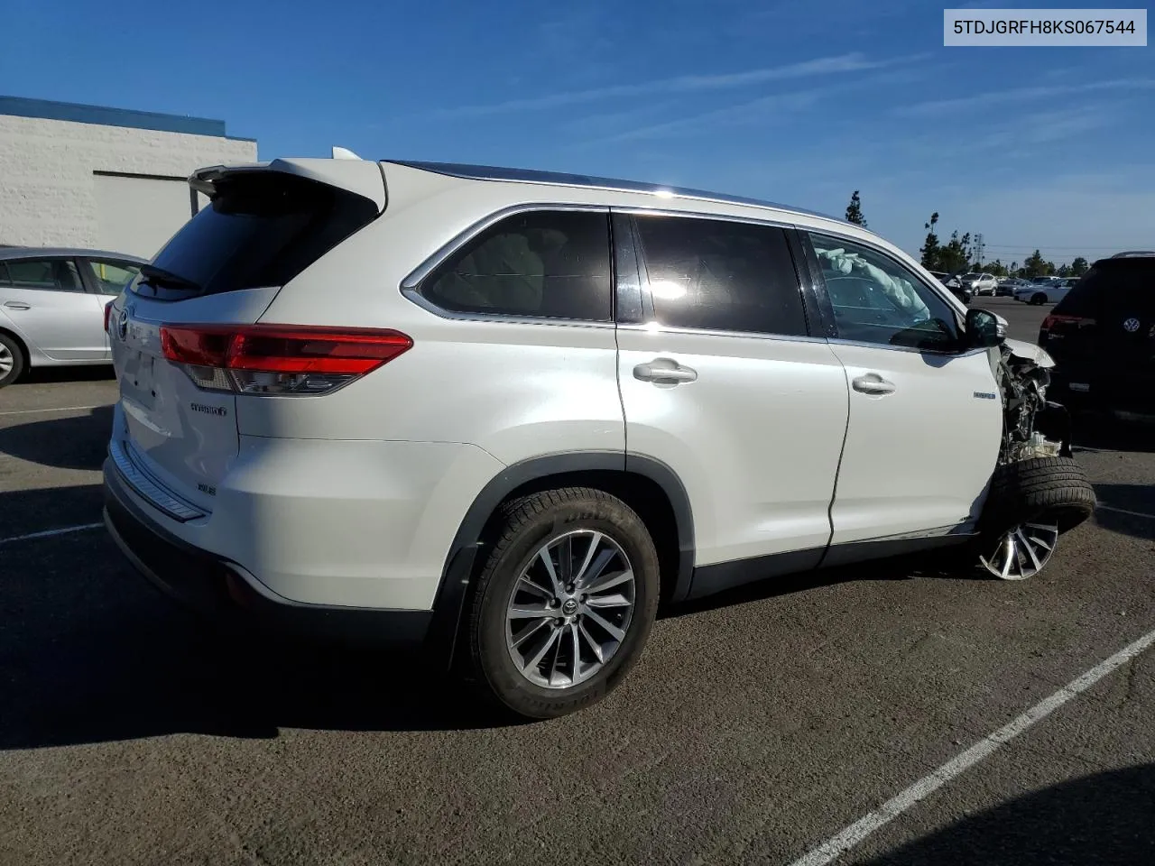 2019 Toyota Highlander Hybrid VIN: 5TDJGRFH8KS067544 Lot: 78826954