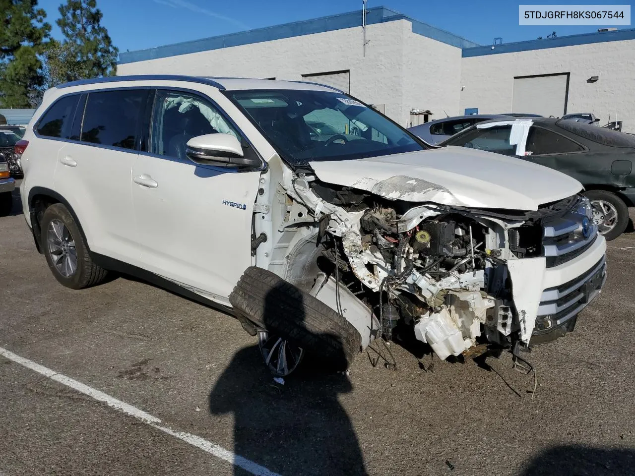 2019 Toyota Highlander Hybrid VIN: 5TDJGRFH8KS067544 Lot: 78826954