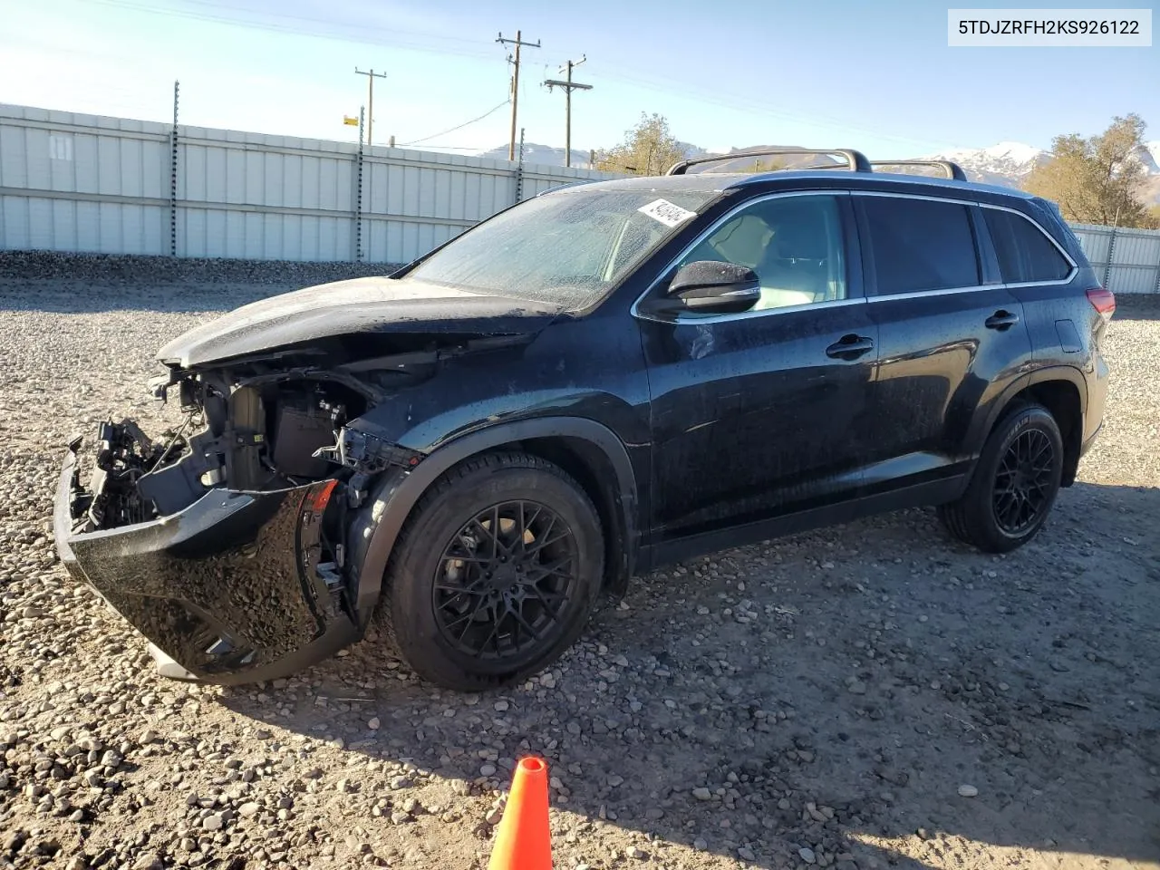 2019 Toyota Highlander Se VIN: 5TDJZRFH2KS926122 Lot: 79468464