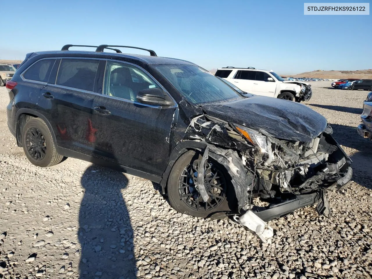 2019 Toyota Highlander Se VIN: 5TDJZRFH2KS926122 Lot: 79468464