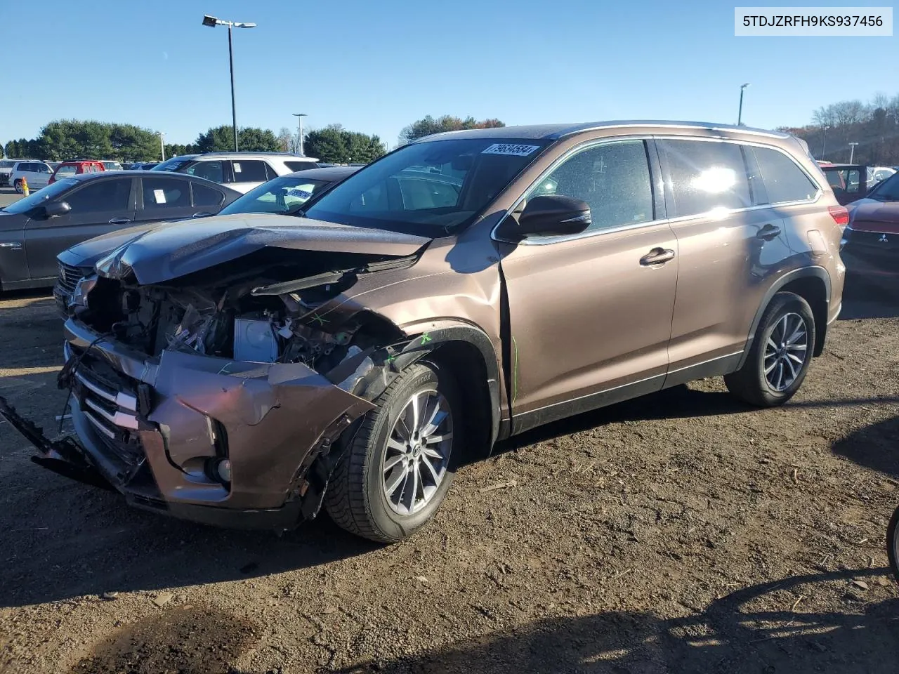 2019 Toyota Highlander Se VIN: 5TDJZRFH9KS937456 Lot: 79634584