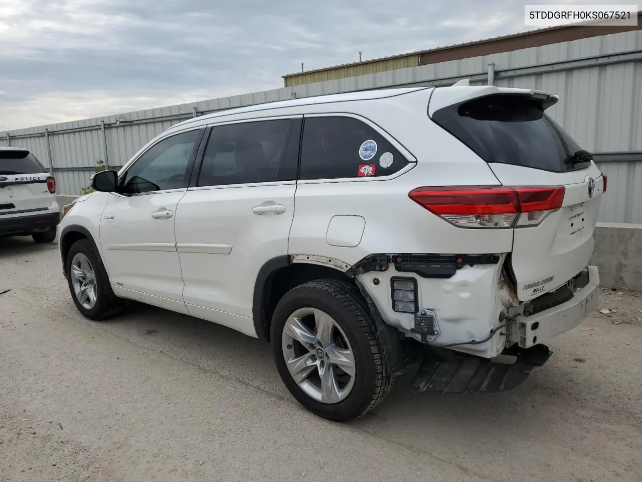 5TDDGRFH0KS067521 2019 Toyota Highlander Hybrid Limited