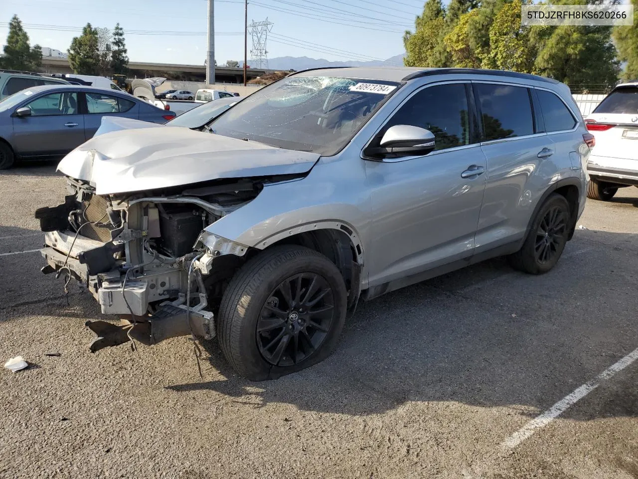 2019 Toyota Highlander Se VIN: 5TDJZRFH8KS620266 Lot: 80973784