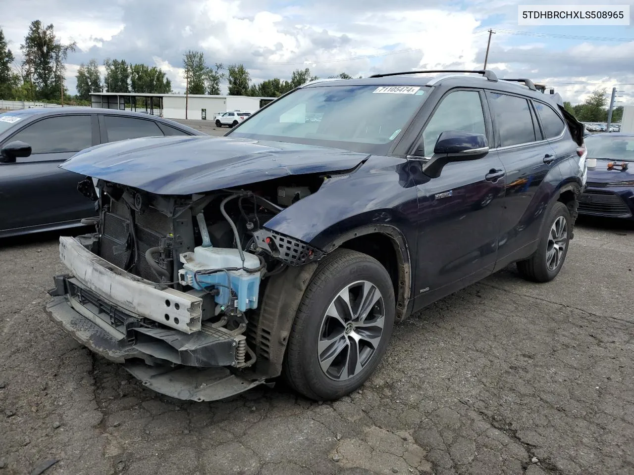 2020 Toyota Highlander Hybrid Xle VIN: 5TDHBRCHXLS508965 Lot: 71105474