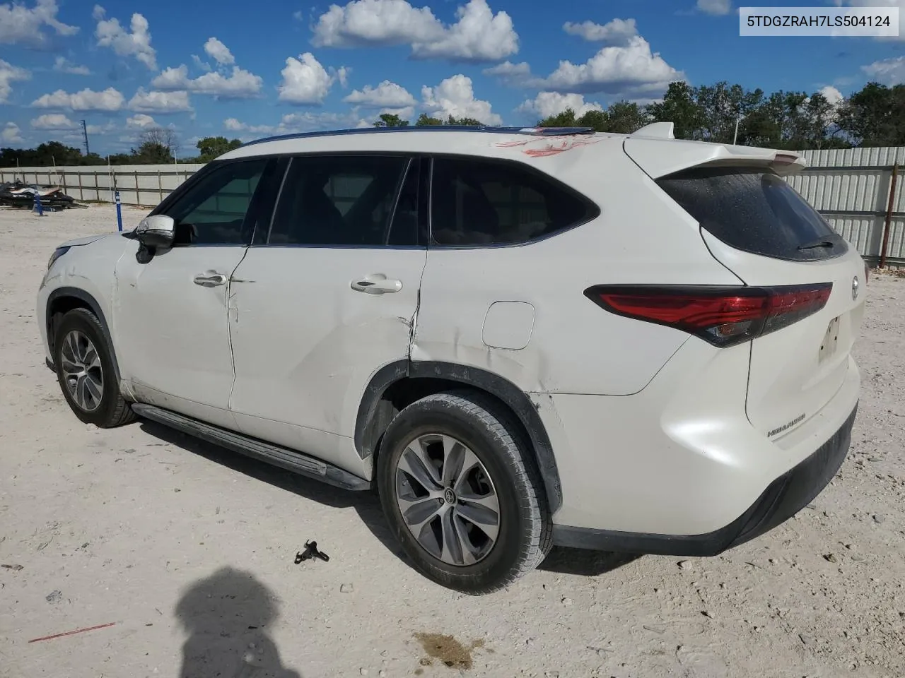 2020 Toyota Highlander Xle VIN: 5TDGZRAH7LS504124 Lot: 72563754