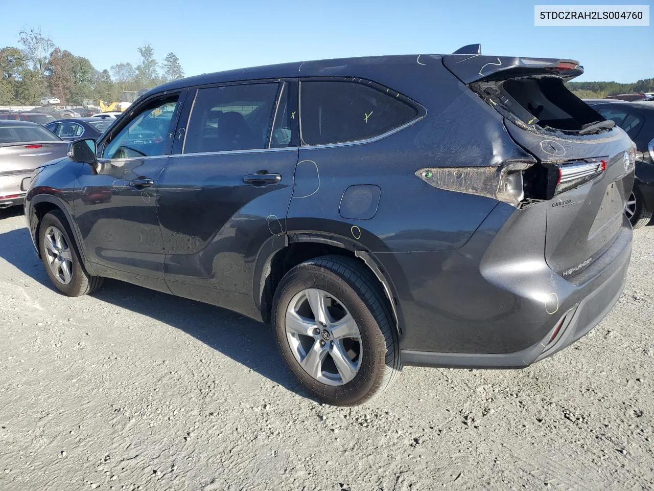 2020 Toyota Highlander L VIN: 5TDCZRAH2LS004760 Lot: 76264314