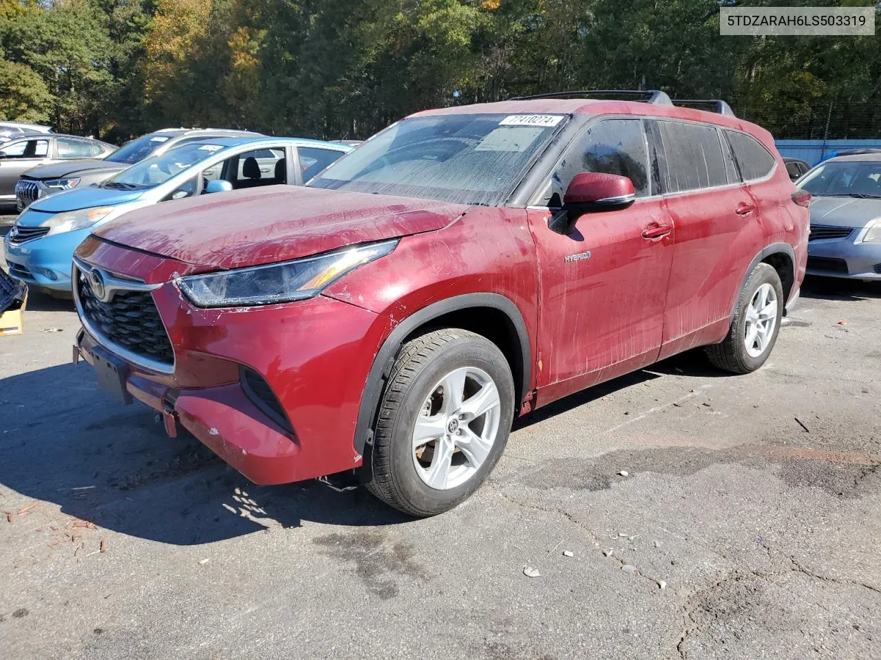 2020 Toyota Highlander Hybrid Le VIN: 5TDZARAH6LS503319 Lot: 77410274