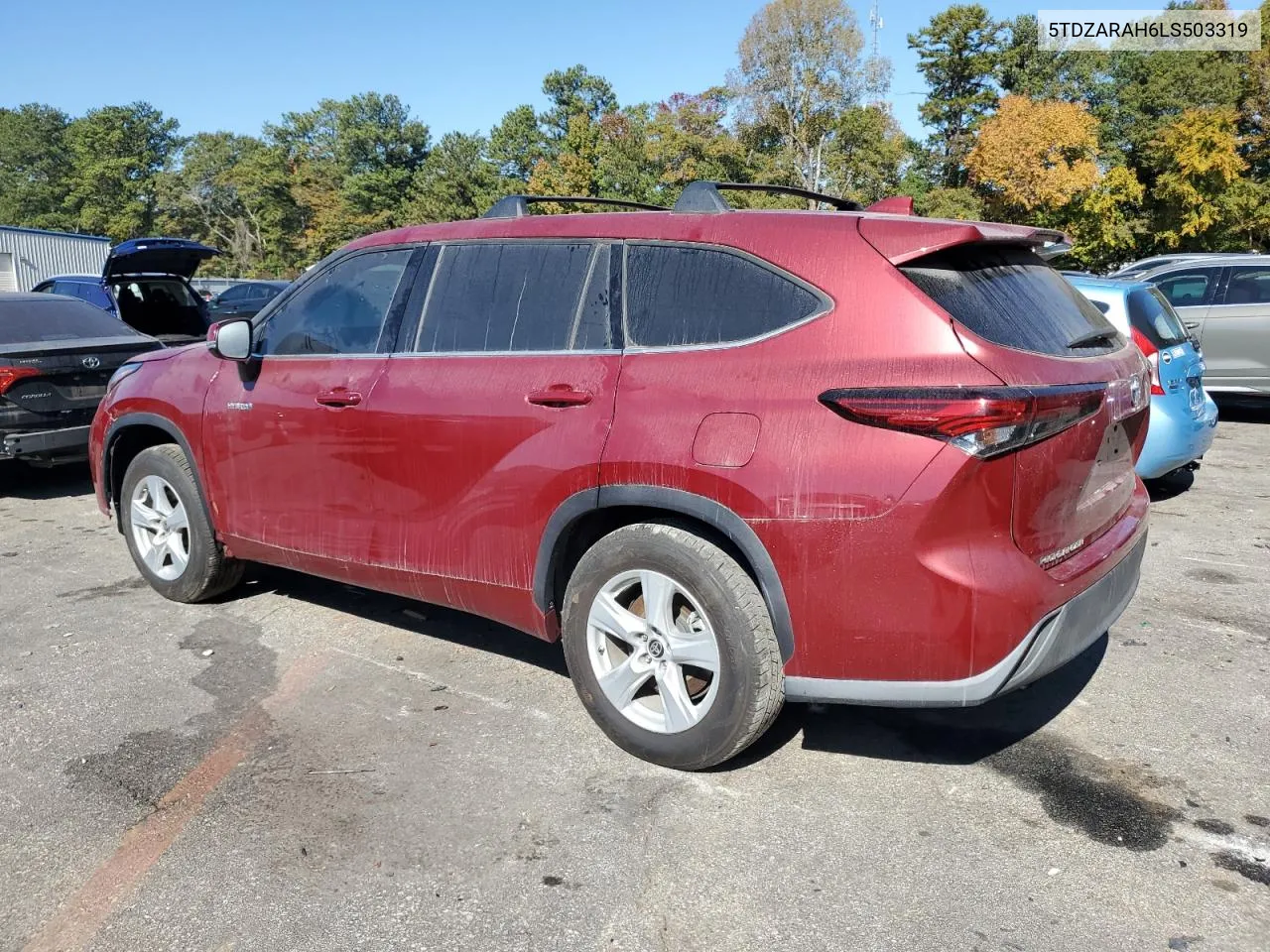 2020 Toyota Highlander Hybrid Le VIN: 5TDZARAH6LS503319 Lot: 77410274