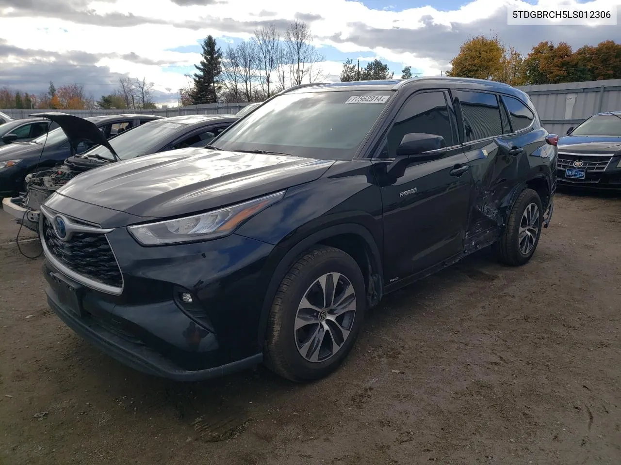 2020 Toyota Highlander Hybrid Xle VIN: 5TDGBRCH5LS012306 Lot: 77562914