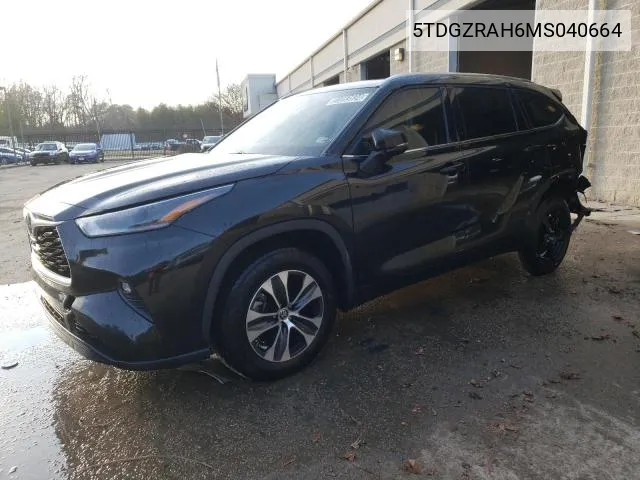 2021 Toyota Highlander Xle VIN: 5TDGZRAH6MS040664 Lot: 55296594