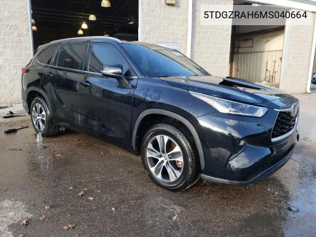 2021 Toyota Highlander Xle VIN: 5TDGZRAH6MS040664 Lot: 55296594