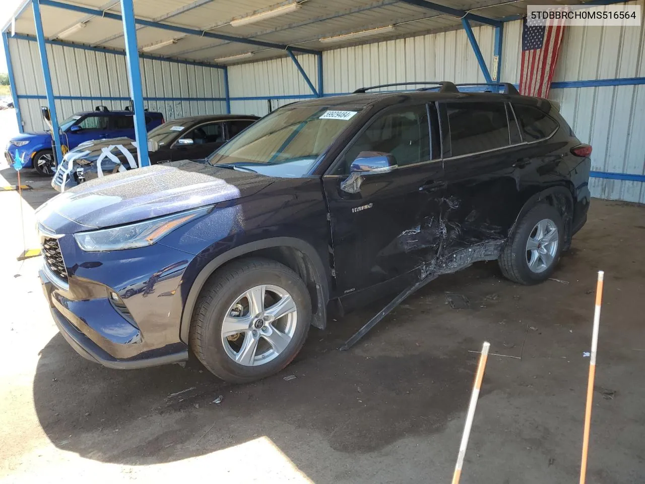 2021 Toyota Highlander Hybrid Le VIN: 5TDBBRCH0MS516564 Lot: 59929484