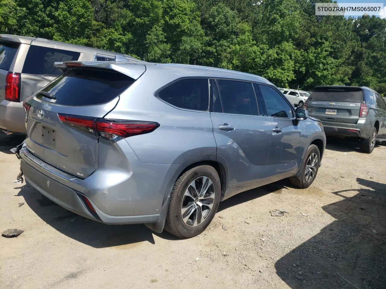 2021 Toyota Highlander Xle VIN: 5TDGZRAH7MS065007 Lot: 60638314