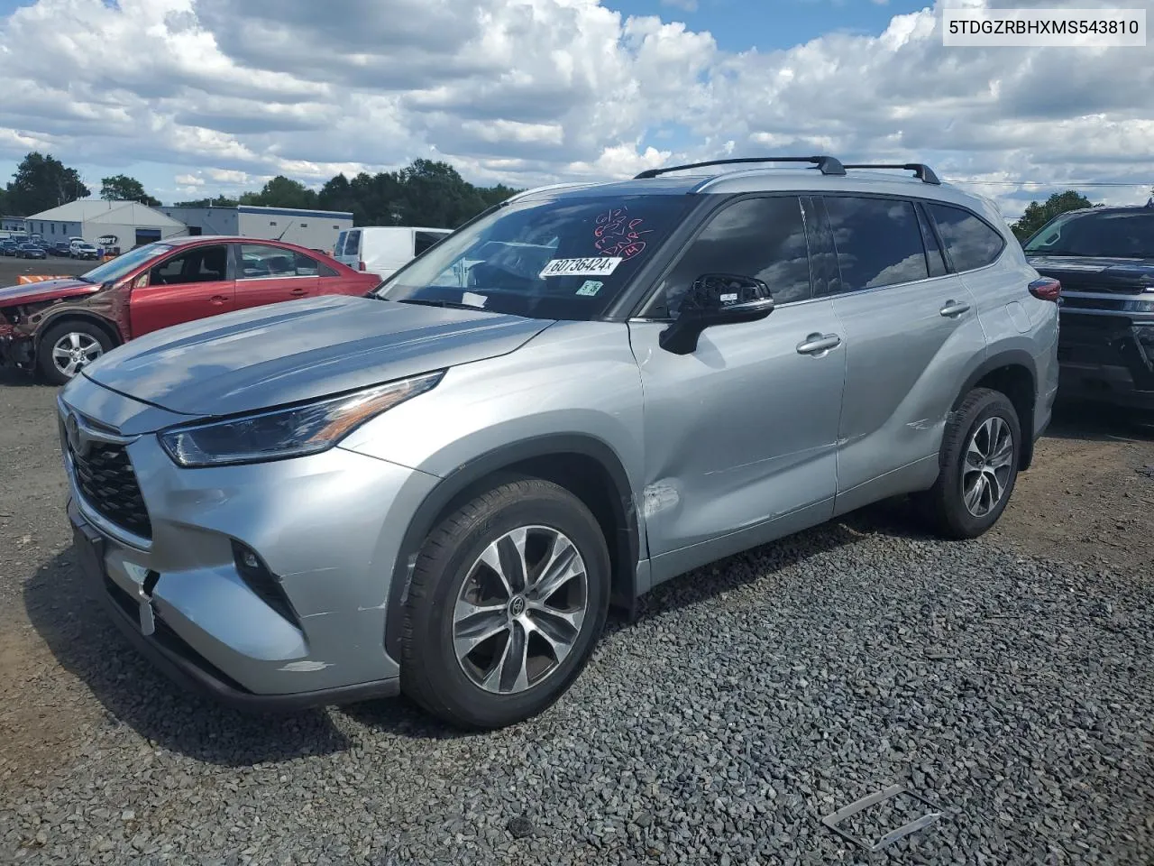 2021 Toyota Highlander Xle VIN: 5TDGZRBHXMS543810 Lot: 60736424