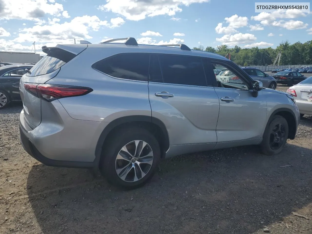 2021 Toyota Highlander Xle VIN: 5TDGZRBHXMS543810 Lot: 60736424