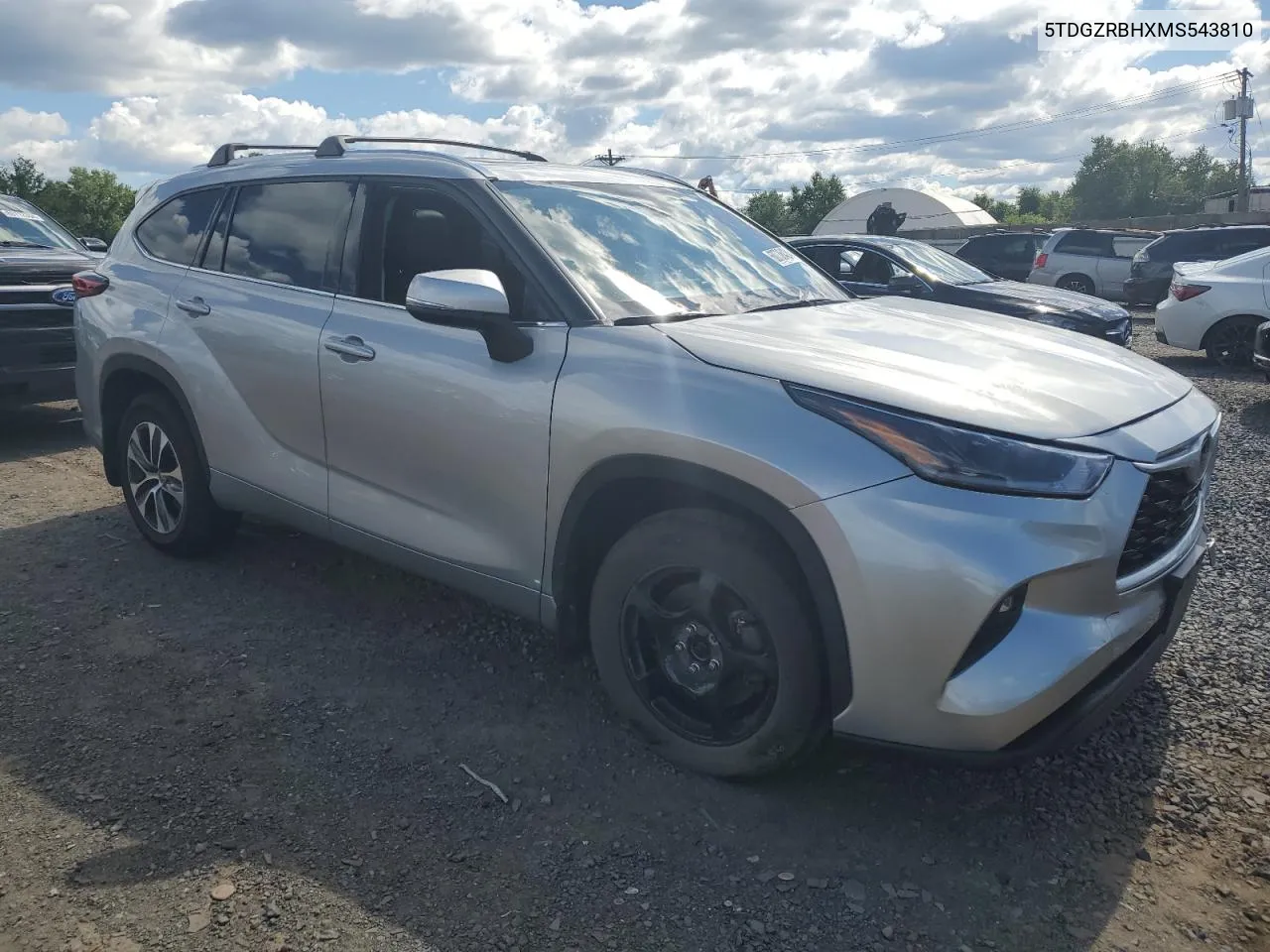 2021 Toyota Highlander Xle VIN: 5TDGZRBHXMS543810 Lot: 60736424