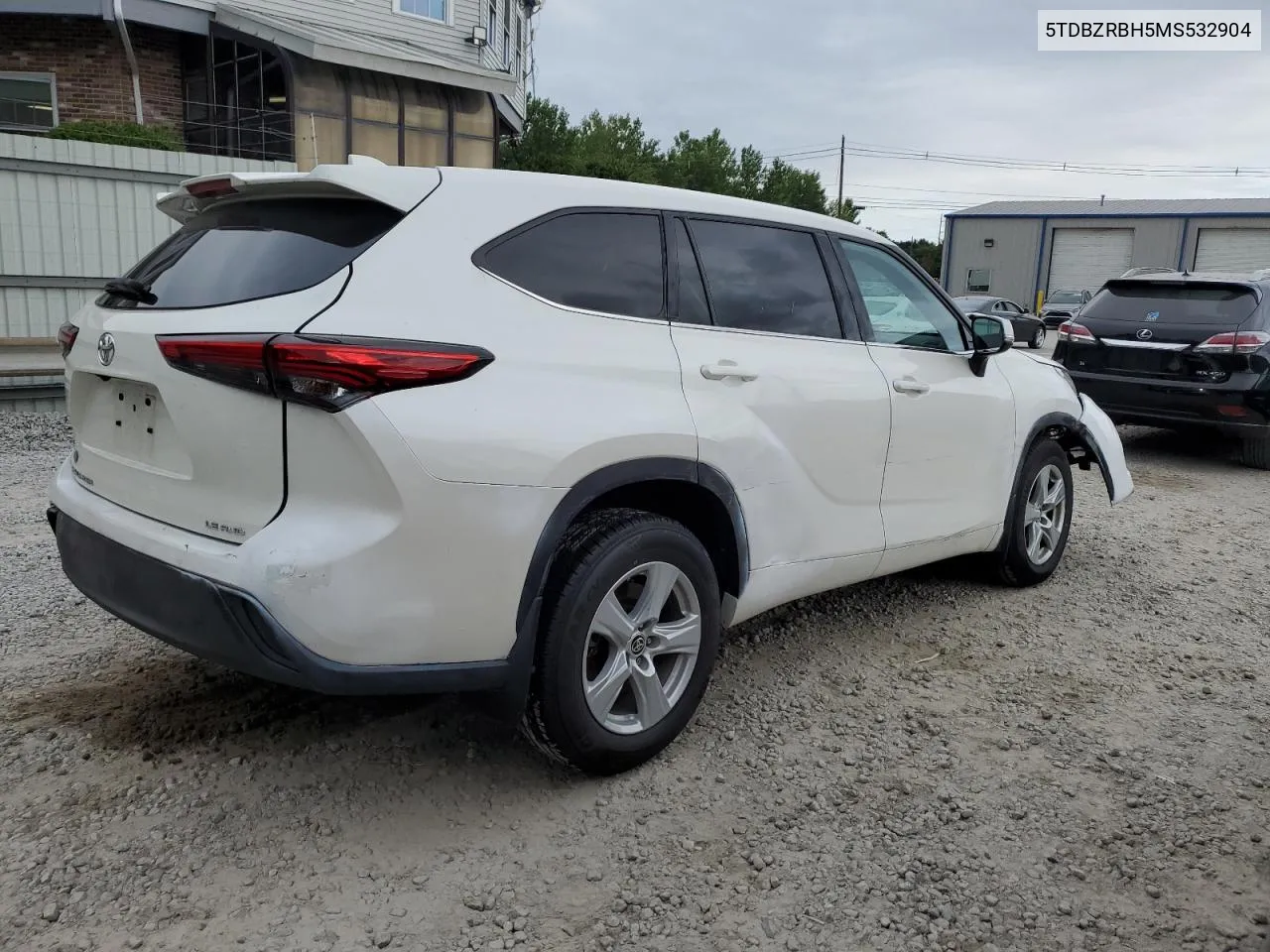 2021 Toyota Highlander L VIN: 5TDBZRBH5MS532904 Lot: 62394454