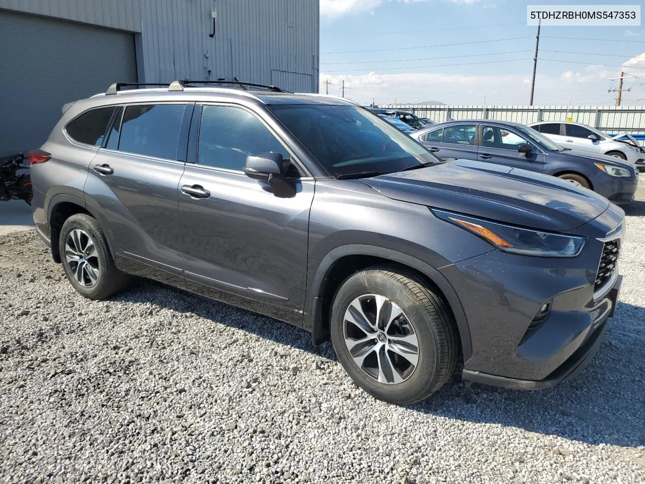 2021 Toyota Highlander Xle VIN: 5TDHZRBH0MS547353 Lot: 62953034