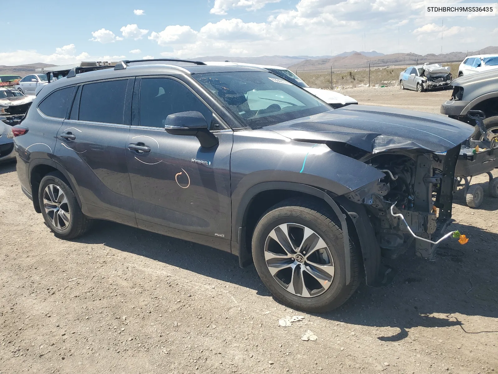 2021 Toyota Highlander Hybrid Xle VIN: 5TDHBRCH9MS536435 Lot: 63642174