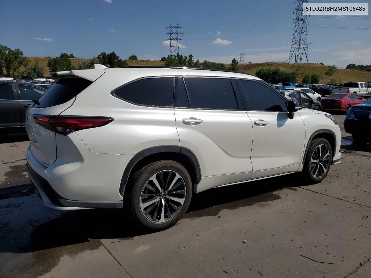 2021 Toyota Highlander Xse VIN: 5TDJZRBH2MS106485 Lot: 65749064