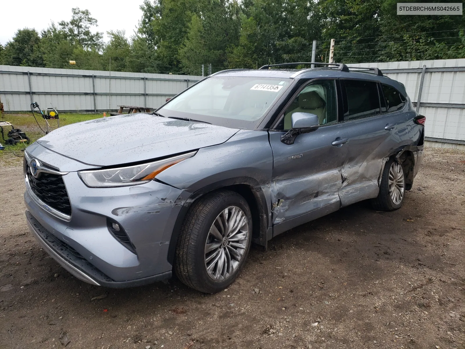 2021 Toyota Highlander Hybrid Platinum VIN: 5TDEBRCH6MS042665 Lot: 67141354