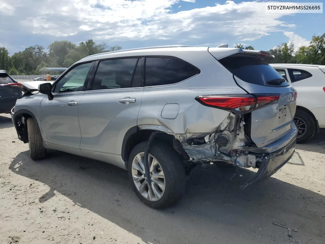 2021 Toyota Highlander Limited VIN: 5TDYZRAH9MS526695 Lot: 67476934