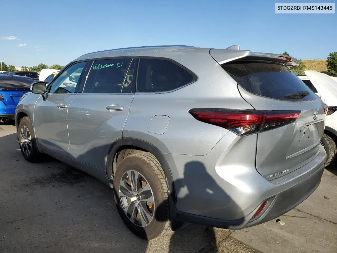 2021 Toyota Highlander Xle VIN: 5TDGZRBH7MS143445 Lot: 69537574