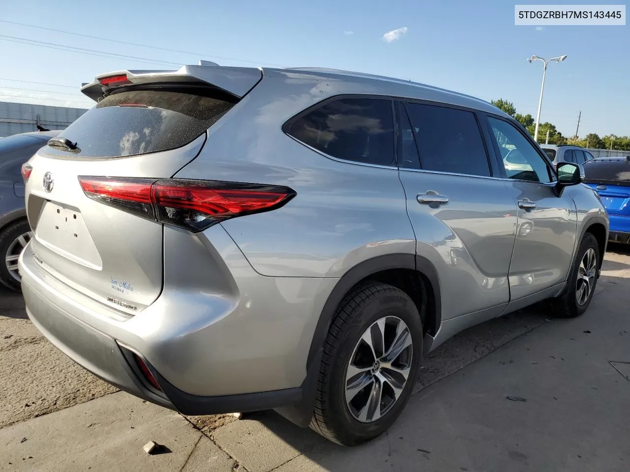 2021 Toyota Highlander Xle VIN: 5TDGZRBH7MS143445 Lot: 69537574