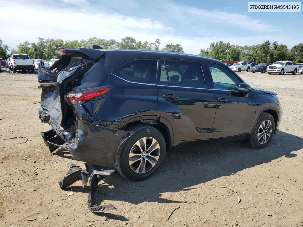 2021 Toyota Highlander Xle VIN: 5TDGZRBH5MS543195 Lot: 69649194