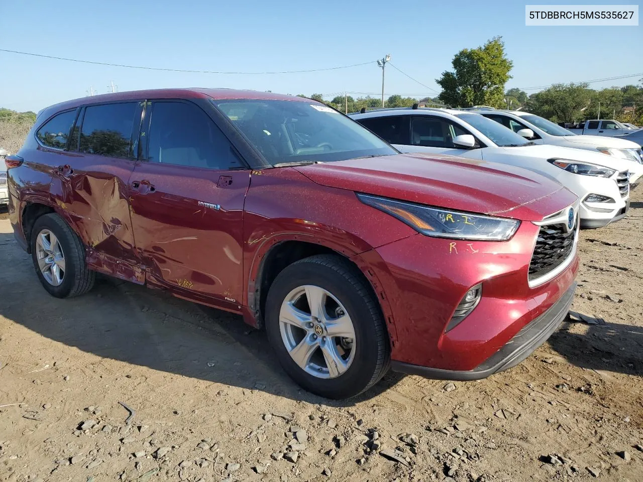 2021 Toyota Highlander Hybrid Le VIN: 5TDBBRCH5MS535627 Lot: 70411184