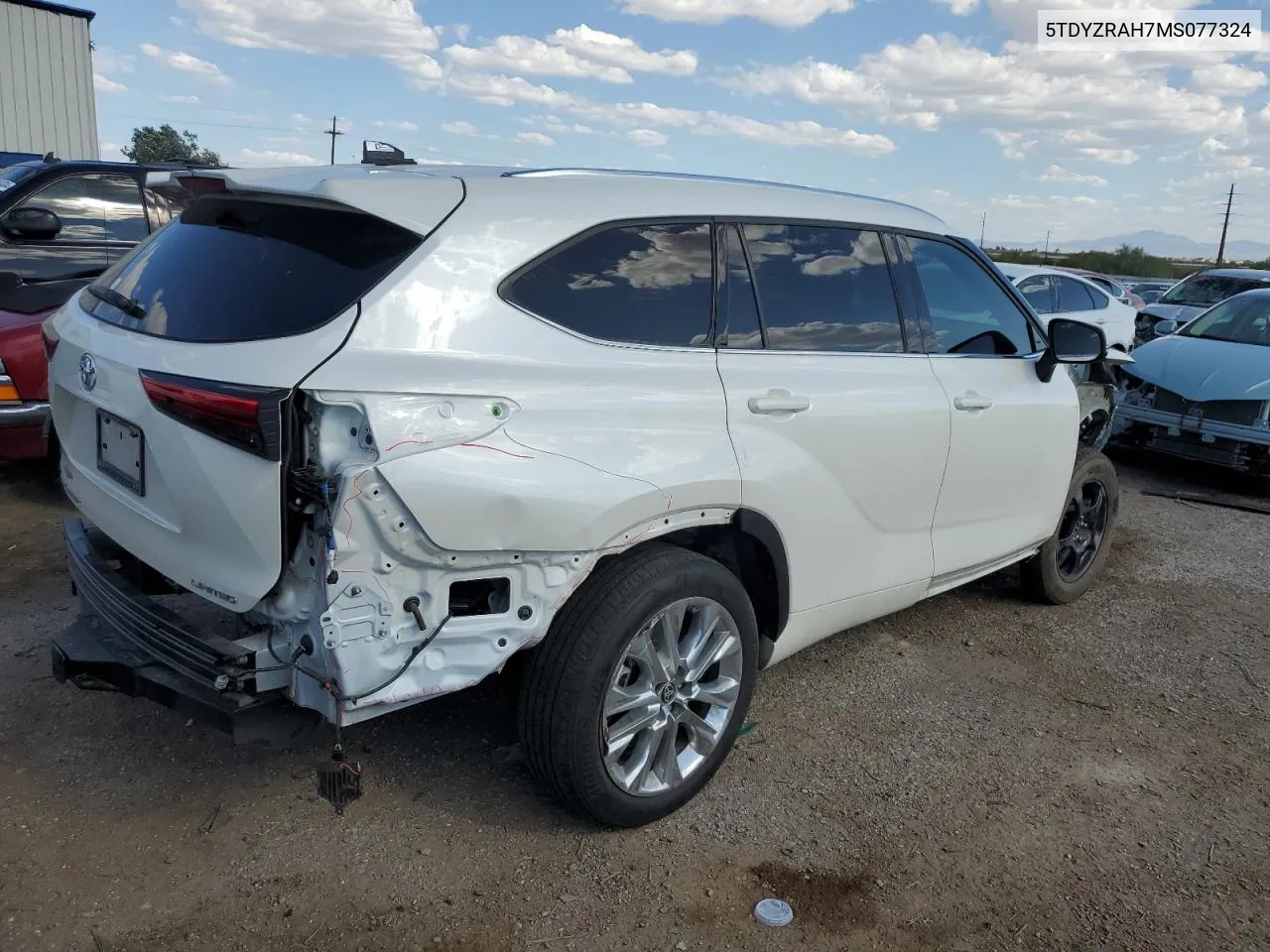 2021 Toyota Highlander Limited VIN: 5TDYZRAH7MS077324 Lot: 70694764